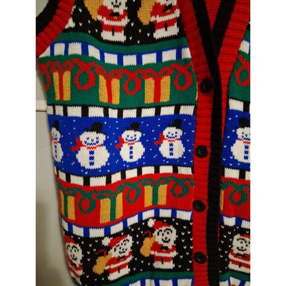 Vintage Avon Ugly Christmas Sweater Vest Snowman Santa Presents Plus Size 1X/2X - Picture 3 of 9